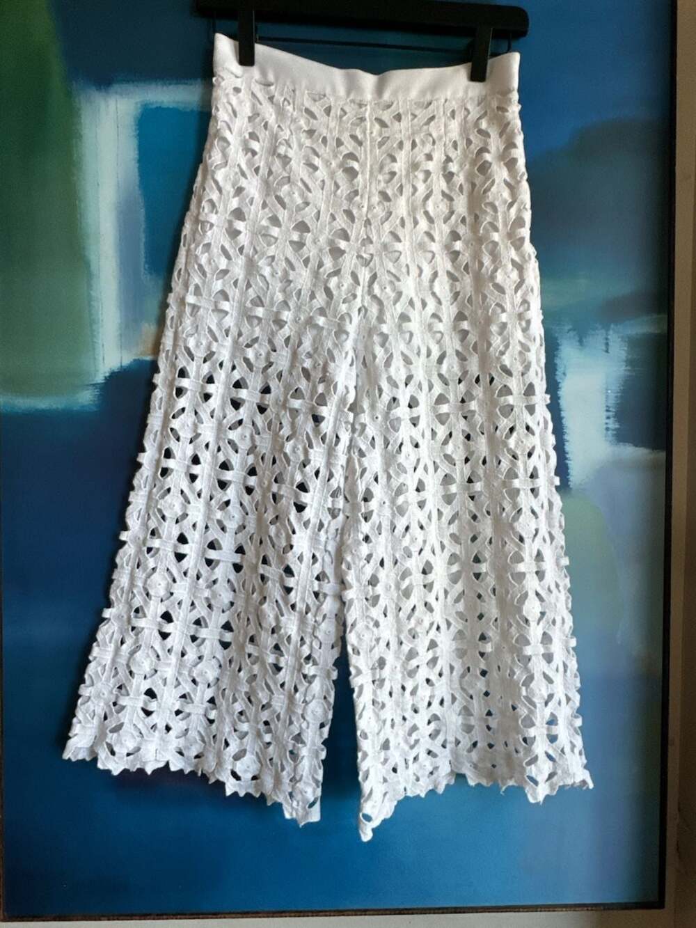Miguelina Pamela Wide-Leg Eyelet Pants